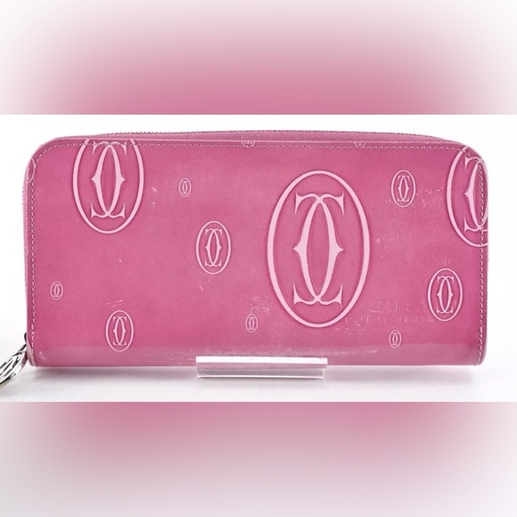 🩷Cartier Enamel Pink Mastline Happy Birthday Long Zip Around Wallet | PRELOVED! - Picture 1 of 9